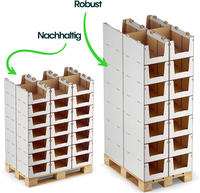 Stapelbare Lagerkartons – linkes Produkt-Set