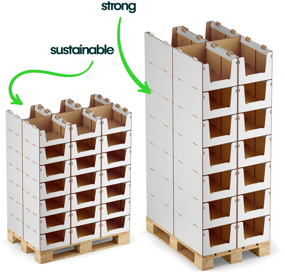 Stackable storage cartons – left product set