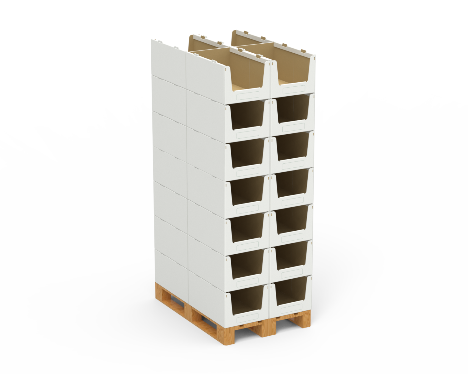sichtlagerkästen-stapelboxen-euroboxen-regalboxen-lagerbox-lagerkarton-pallette-euro-holz-wellpappe-weiß-braun-stapelbar-gestapelt-aufgebaut-fsc