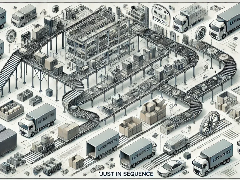 DALL·E 2024-08-27 12.55.08 - A detailed and informative image representing the concept of 'Just in Sequence' in logistics. The image should depict an assembly line or a production