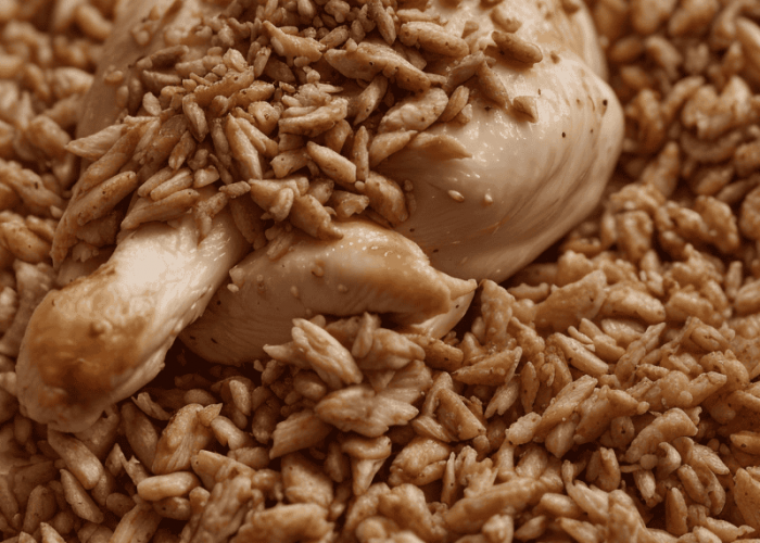 realistic style close up of chicken feed in