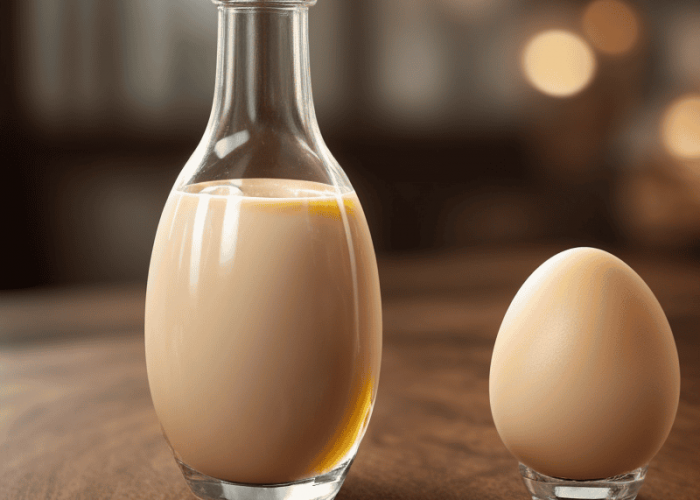 realistic style close up of egg liqueur in