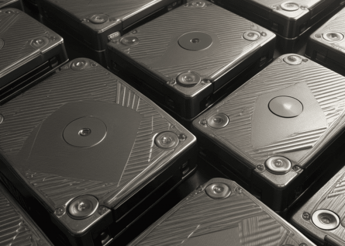 realistic style close up of hard disks in