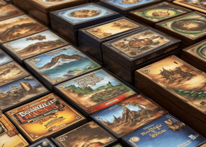 realistic style close up of various board games